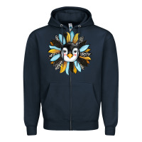 Navy penguin sunflower Zipper Hoodie - RanaPortraitStore