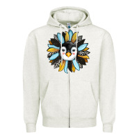 Oatmeal Heather penguin sunflower Zipper Hoodie - RanaPortraitStore