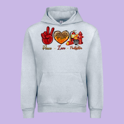 Peace Love Firefighter Urban Hoodie Designed By Nancycooperartshop