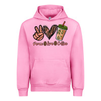 Fuchsia Pink peace love coffee Urban Hoodie - NancyCooperArtShop