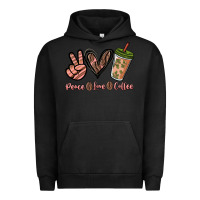 Pigment Black peace love coffee Urban Hoodie - NancyCooperArtShop