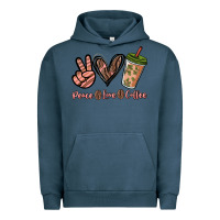 Pigment Midnight Navy peace love coffee Urban Hoodie - NancyCooperArtShop