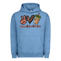 Pigment Pebble Blue peace love coffee Urban Hoodie - NancyCooperArtShop