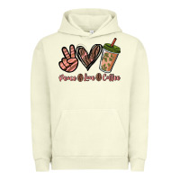 Pigment Pistachio peace love coffee Urban Hoodie - NancyCooperArtShop