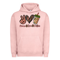 Pigment Salmon peace love coffee Urban Hoodie - NancyCooperArtShop