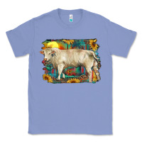 Colony Blue western charolais bull and aztec sunflower background Classic Tee - RanaPortraitStore