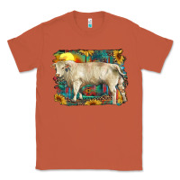 Copper western charolais bull and aztec sunflower background Classic Tee - RanaPortraitStore