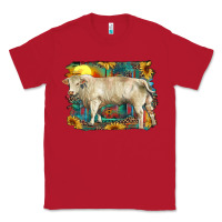 Red western charolais bull and aztec sunflower background Classic Tee - RanaPortraitStore