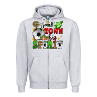 Heather Grey small town big spirit soccer Zipper Hoodie - Zillion Design Studio