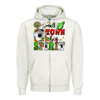 Oatmeal Heather small town big spirit soccer Zipper Hoodie - Zillion Design Studio