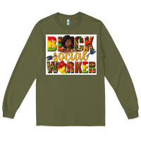 Army Green black social worker Long Sleeve Tee - texasbilliewilder