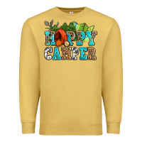 Antique Gold happy camper with trees and map Premium Sweatshirt - AdoDesignShop