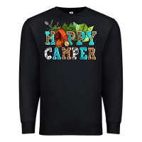 Black happy camper with trees and map Premium Sweatshirt - AdoDesignShop