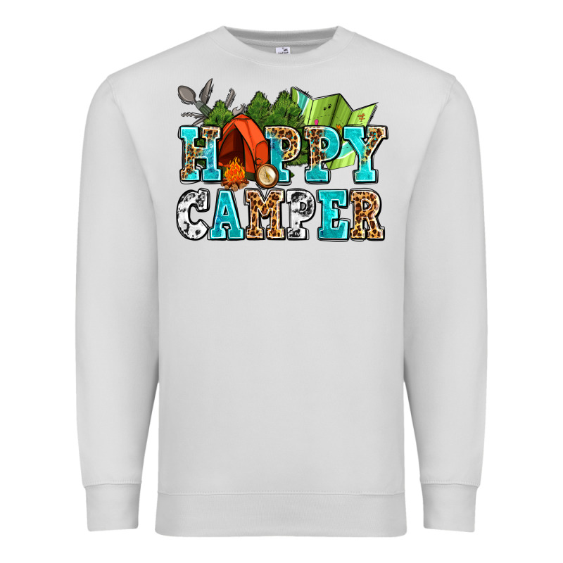 Happy Camper With Trees And Map Premium Sweatshirt by AdoDesignShop | Teevron