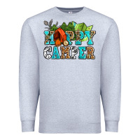 Heather Grey happy camper with trees and map Premium Sweatshirt - AdoDesignShop