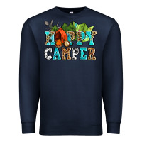 Navy happy camper with trees and map Premium Sweatshirt - AdoDesignShop