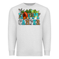 Oatmeal Heather happy camper with trees and map Premium Sweatshirt - AdoDesignShop