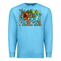 Ocean Blue happy camper with trees and map Premium Sweatshirt - AdoDesignShop