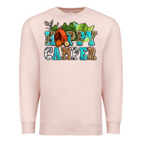 Pale Pink happy camper with trees and map Premium Sweatshirt - AdoDesignShop