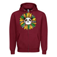 Burgundy panda sunflower Zipper Hoodie - RanaPortraitStore
