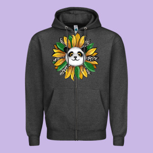 Panda Sunflower Zipper Hoodie Designed By Ranaportraitstore