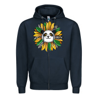 Navy panda sunflower Zipper Hoodie - RanaPortraitStore