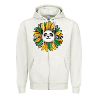 Oatmeal Heather panda sunflower Zipper Hoodie - RanaPortraitStore