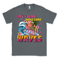 Charcoal Heather lifes a beach make some waves Classic Tee - texasbilliewilder