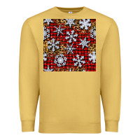 Antique Gold christmas snow crystals with plaid seamless pattern Premium Sweatshirt - BundleAndBundleShop