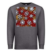 Charcoal Heather christmas snow crystals with plaid seamless pattern Premium Sweatshirt - BundleAndBundleShop
