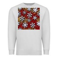 Dove Grey christmas snow crystals with plaid seamless pattern Premium Sweatshirt - BundleAndBundleShop