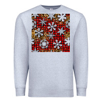 Heather Grey christmas snow crystals with plaid seamless pattern Premium Sweatshirt - BundleAndBundleShop