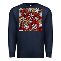 Navy christmas snow crystals with plaid seamless pattern Premium Sweatshirt - BundleAndBundleShop