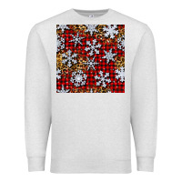 Oatmeal Heather christmas snow crystals with plaid seamless pattern Premium Sweatshirt - BundleAndBundleShop