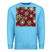 Ocean Blue christmas snow crystals with plaid seamless pattern Premium Sweatshirt - BundleAndBundleShop