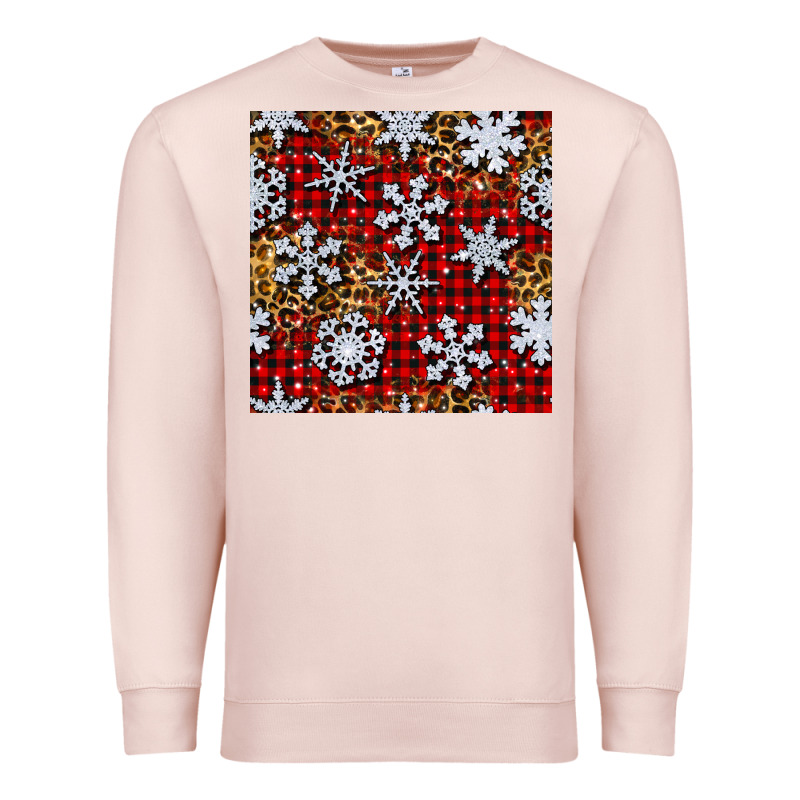 Christmas Snow Crystals With Plaid Seamless Pattern Premium Sweatshirt by BundleAndBundleShop | Teevron
