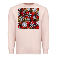 Pale Pink christmas snow crystals with plaid seamless pattern Premium Sweatshirt - BundleAndBundleShop