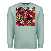 Seafoam christmas snow crystals with plaid seamless pattern Premium Sweatshirt - BundleAndBundleShop