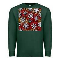 Sports Green christmas snow crystals with plaid seamless pattern Premium Sweatshirt - BundleAndBundleShop