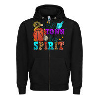 Black small town big spirit basketball Zipper Hoodie - Zillion Design Studio