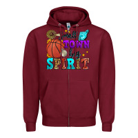 Burgundy small town big spirit basketball Zipper Hoodie - Zillion Design Studio