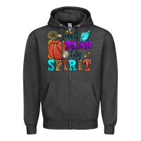 Charcoal Heather small town big spirit basketball Zipper Hoodie - Zillion Design Studio