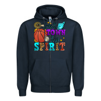 Navy small town big spirit basketball Zipper Hoodie - Zillion Design Studio