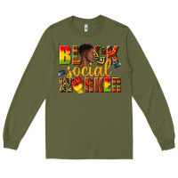 Army Green black social worker Long Sleeve Tee - texasbilliewilder
