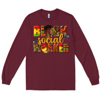 Burgundy black social worker Long Sleeve Tee - texasbilliewilder