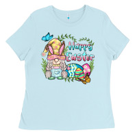 Baby Blue happy easter bunny gnome Ladies Tee - BarkalooDesign