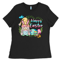 Black happy easter bunny gnome Ladies Tee - BarkalooDesign