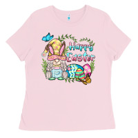 Bubblegum Pink happy easter bunny gnome Ladies Tee - BarkalooDesign