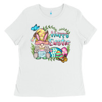 White happy easter bunny gnome Ladies Tee - BarkalooDesign