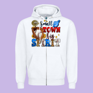 Small Town Big Spirit Baseball Zipper Hoodie Designed By Zillion Design Studio